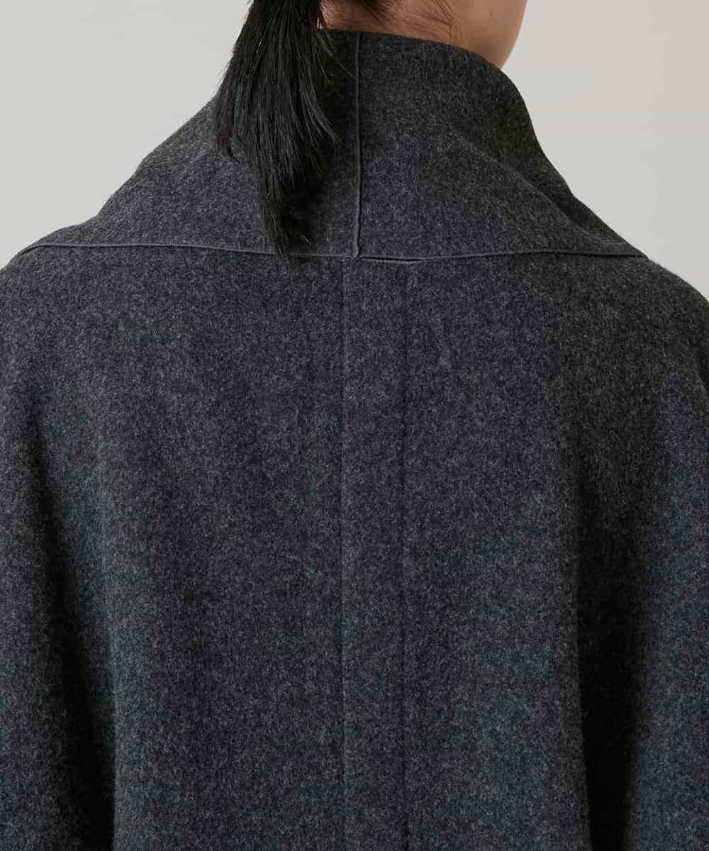 RHJAE12890 HIROKO KOSHINO(ヒロココシノ) ストールカラーデザインショートコート /日本製 ダークグレー