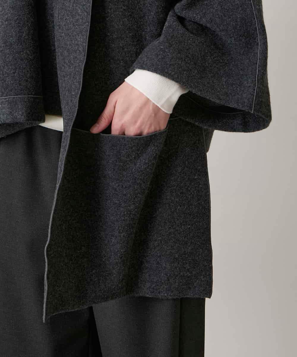 RHJAE12890 HIROKO KOSHINO(ヒロココシノ) ストールカラーデザインショートコート /日本製 ダークグレー