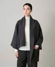RHJAE12890 HIROKO KOSHINO(ヒロココシノ) ストールカラーデザインショートコート /日本製 ダークグレー