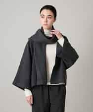 RHJAE12890 HIROKO KOSHINO(ヒロココシノ) ストールカラーデザインショートコート /日本製 ダークグレー