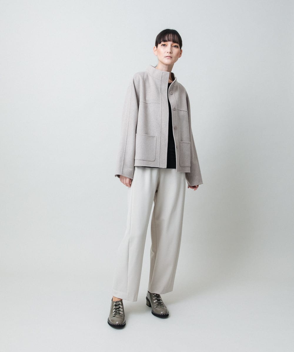 RHJAF11790 HIROKO KOSHINO(ヒロココシノ) カシミヤ混ライトリバーショートコート ベージュ