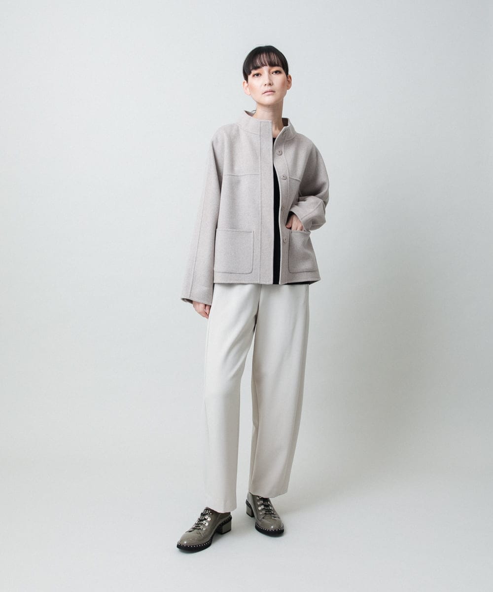 RHJAF11790 HIROKO KOSHINO(ヒロココシノ) カシミヤ混ライトリバーショートコート ベージュ