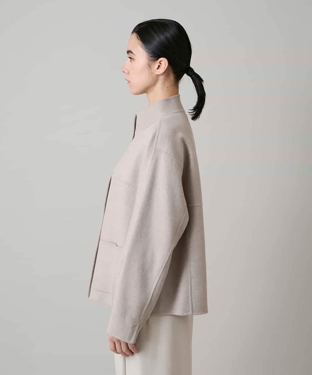 RHJAF11790 HIROKO KOSHINO(ヒロココシノ) カシミヤ混ライトリバーショートコート ベージュ