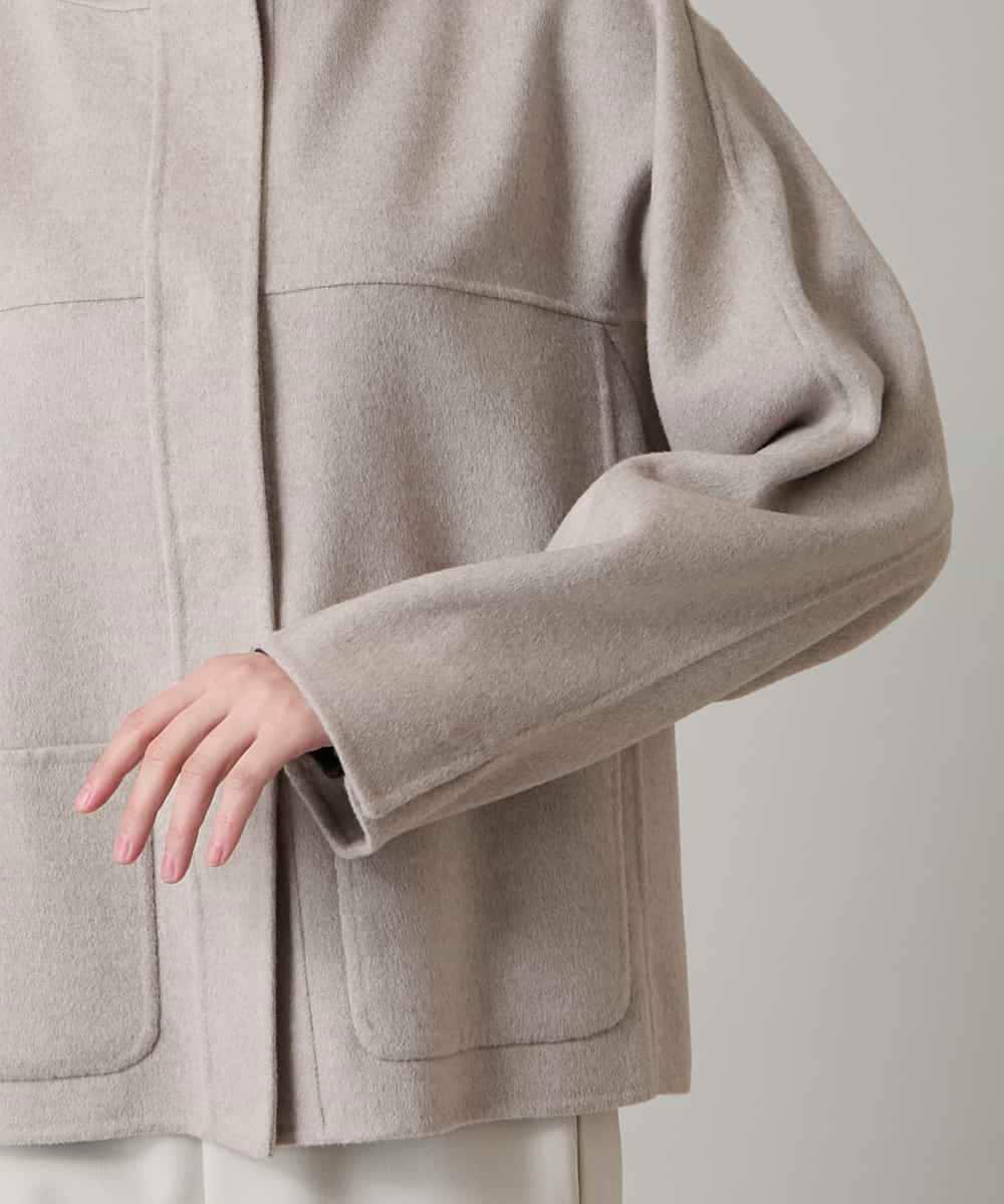 RHJAF11790 HIROKO KOSHINO(ヒロココシノ) カシミヤ混ライトリバーショートコート ベージュ