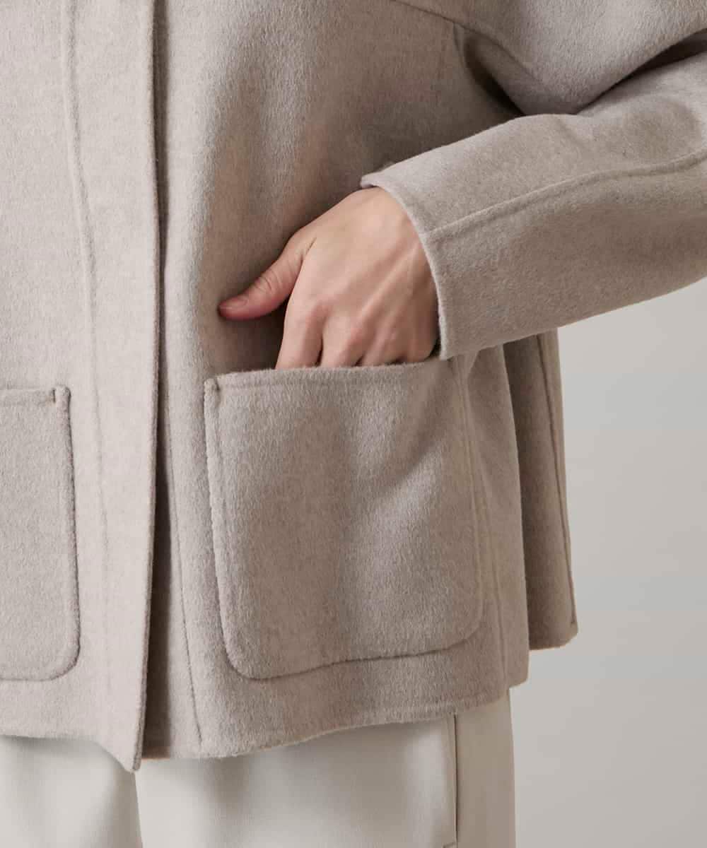 RHJAF11790 HIROKO KOSHINO(ヒロココシノ) カシミヤ混ライトリバーショートコート ベージュ