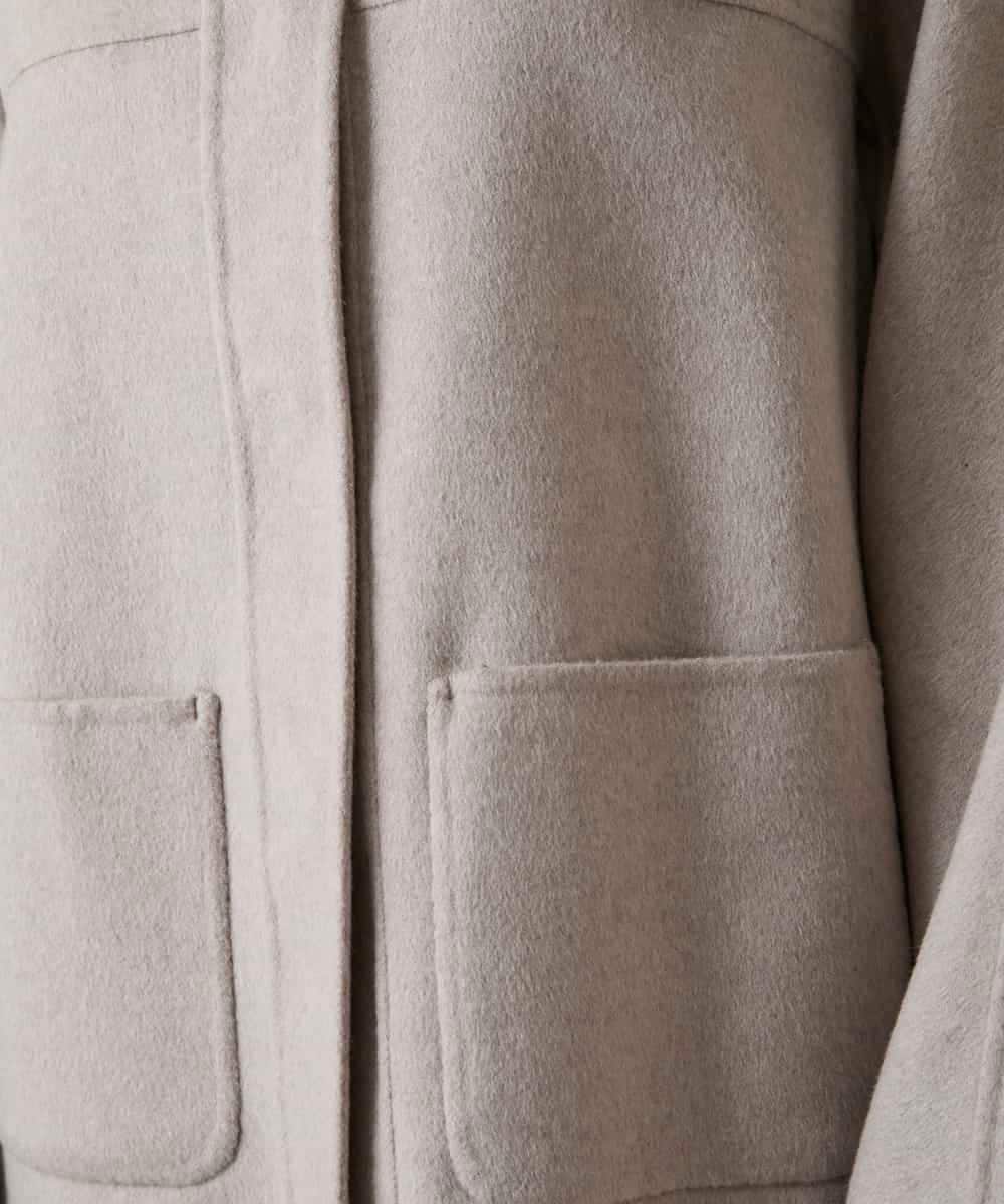 RHJAF11790 HIROKO KOSHINO(ヒロココシノ) カシミヤ混ライトリバーショートコート ベージュ