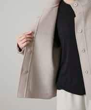 RHJAF11790 HIROKO KOSHINO(ヒロココシノ) カシミヤ混ライトリバーショートコート ベージュ