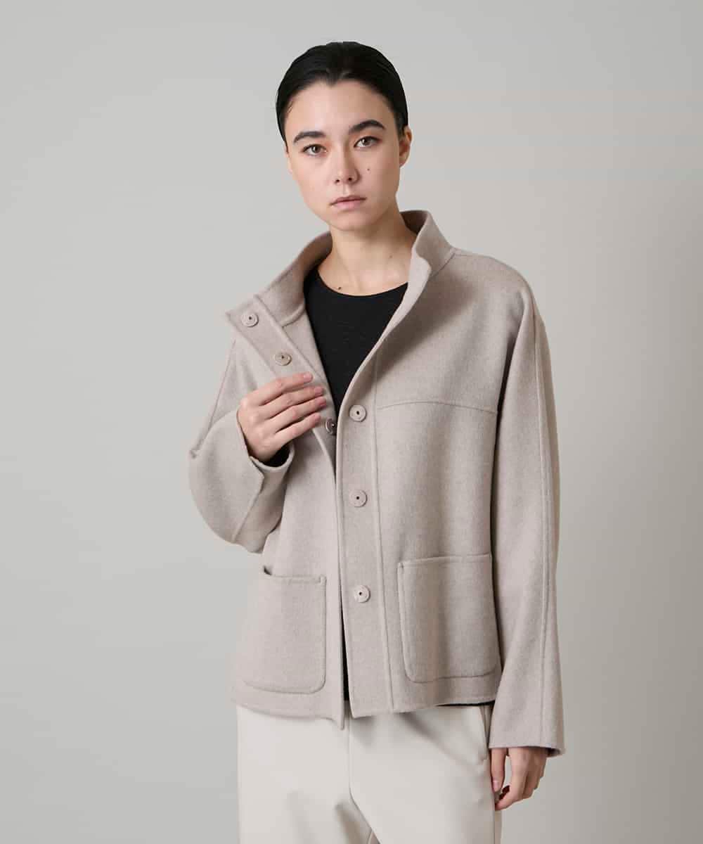 RHJAF11790 HIROKO KOSHINO(ヒロココシノ) カシミヤ混ライトリバーショートコート ベージュ