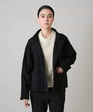 RHJAF11790 HIROKO KOSHINO(ヒロココシノ) カシミヤ混ライトリバーショートコート ブラック