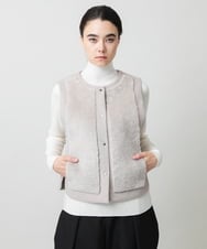 RHJAF21790 HIROKO KOSHINO(ヒロココシノ) カシミヤ混ライトリバーベスト ベージュ