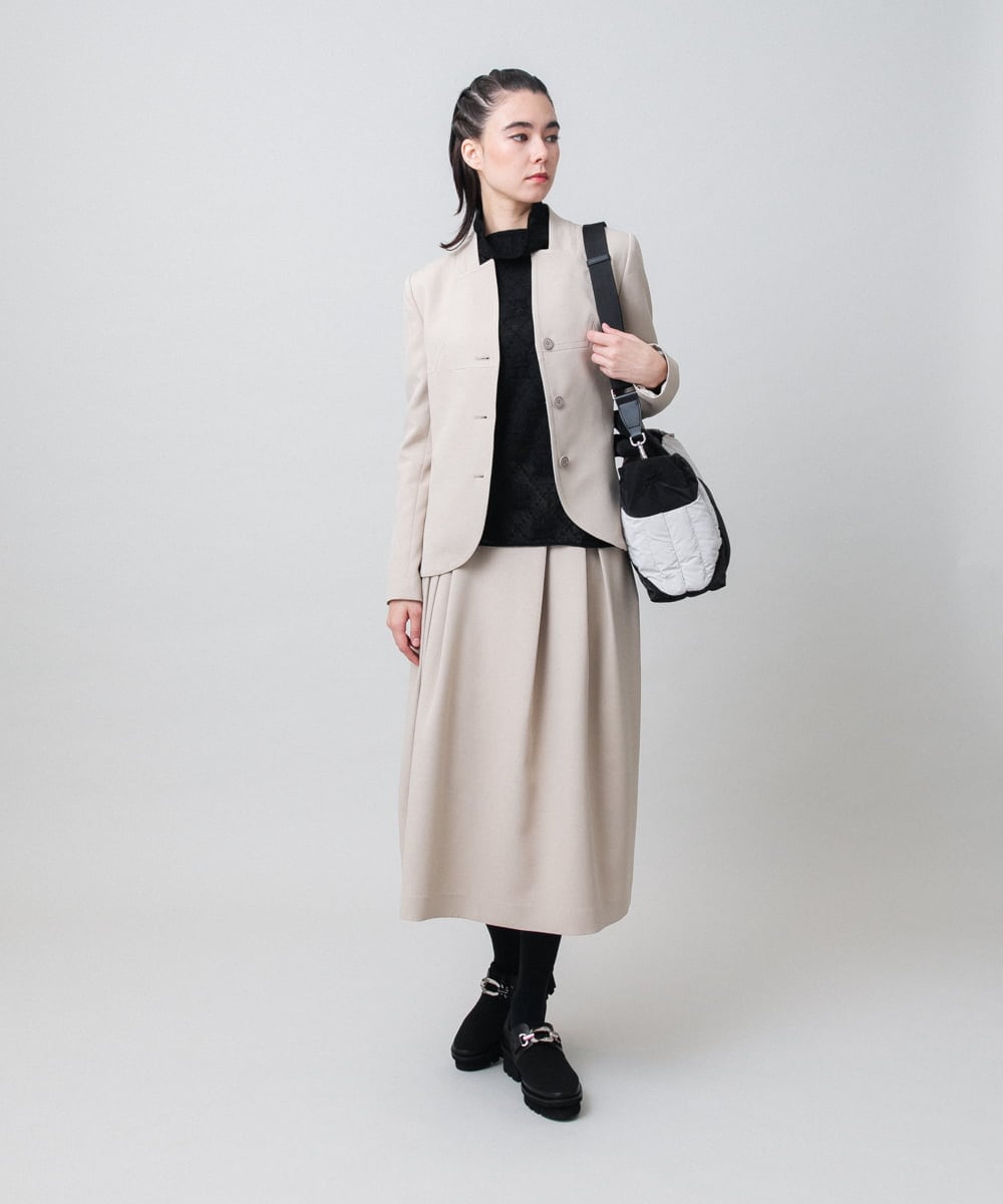 RHJAG03790 HIROKO KOSHINO(ヒロココシノ) 切り替えデザインコンパクトジャケット /日本製 ベージュ