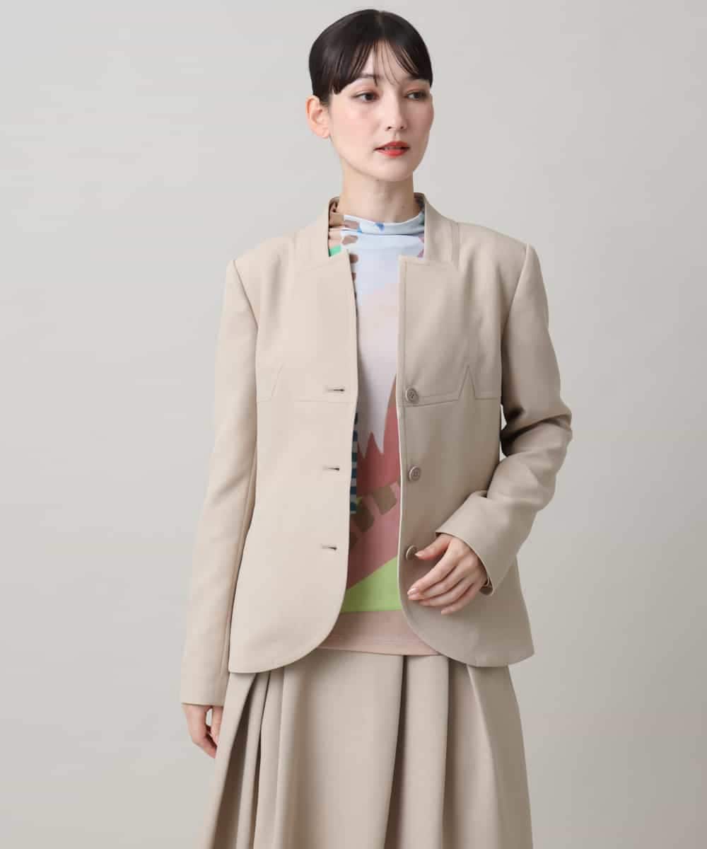 RHJAG03790 HIROKO KOSHINO(ヒロココシノ) 切り替えデザインコンパクトジャケット /日本製 ベージュ