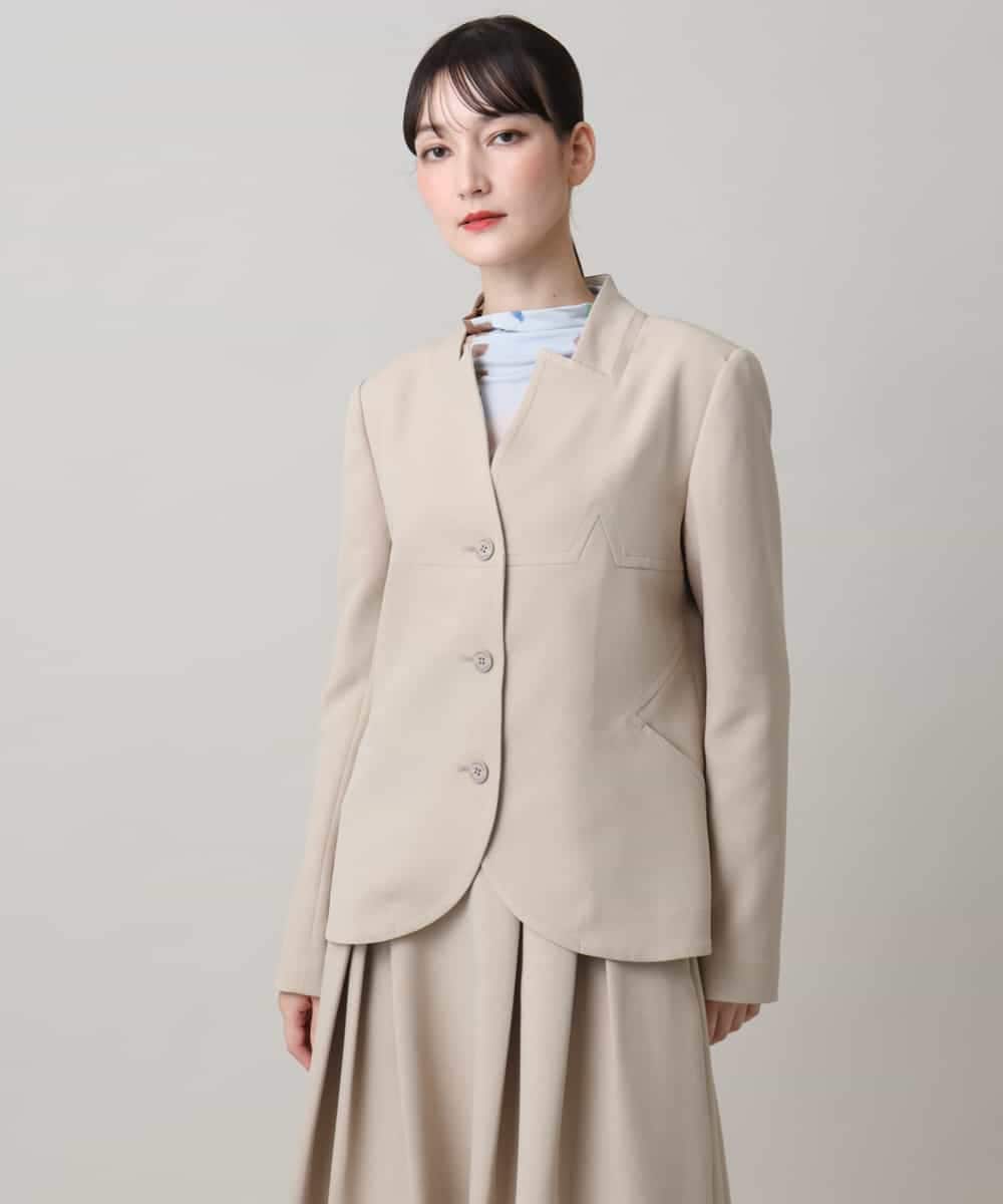 RHJAG03790 HIROKO KOSHINO(ヒロココシノ) 切り替えデザインコンパクトジャケット /日本製 ベージュ