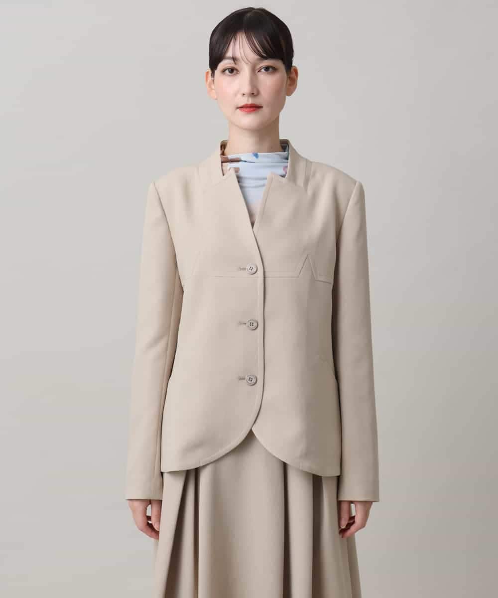 RHJAG03790 HIROKO KOSHINO(ヒロココシノ) 切り替えデザインコンパクトジャケット /日本製 ベージュ