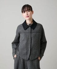 RHJAH04890 HIROKO KOSHINO(ヒロココシノ) 先染めストライプデザインブルゾン /日本製 グレー