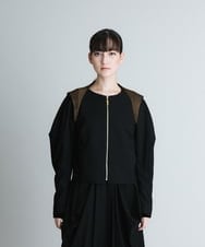 RHJAS57780 HIROKO KOSHINO(ヒロココシノ) 【日本製】マットストレッチサテンジャケット ブラック