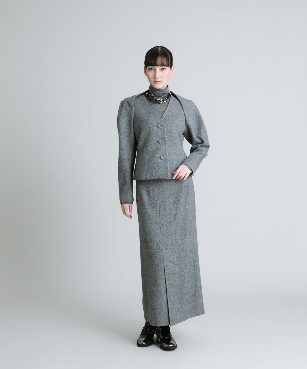 RHJAT76990 HIROKO KOSHINO(ヒロココシノ) 【日本製】ヘリンボーンデザインジャケット グレー