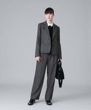 RHJAW05890 HIROKO KOSHINO(ヒロココシノ) 【日本製】ソフトウールチェックジャケット ブラウン