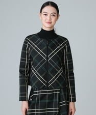 RHJAW11690 HIROKO KOSHINO(ヒロココシノ) 【日本製】チェックパターンショートジャケット ブラック
