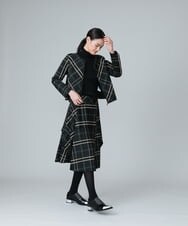 RHJAW11690 HIROKO KOSHINO(ヒロココシノ) 【日本製】チェックパターンショートジャケット ブラック