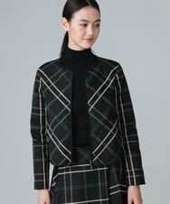 RHJAW11690 HIROKO KOSHINO(ヒロココシノ) 【日本製】チェックパターンショートジャケット ブラック