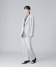 RHJCV01630 HIROKO KOSHINO(ヒロココシノ) 【日本製】ハンド風ステッチデザインジャケット ライトグレー