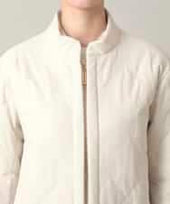 RHJED40890 HIROKO KOSHINO(ヒロココシノ) ロゴ刺繍キルティング中綿入りジャケット アイボリー