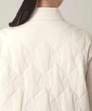 RHJED40890 HIROKO KOSHINO(ヒロココシノ) ロゴ刺繍キルティング中綿入りジャケット アイボリー