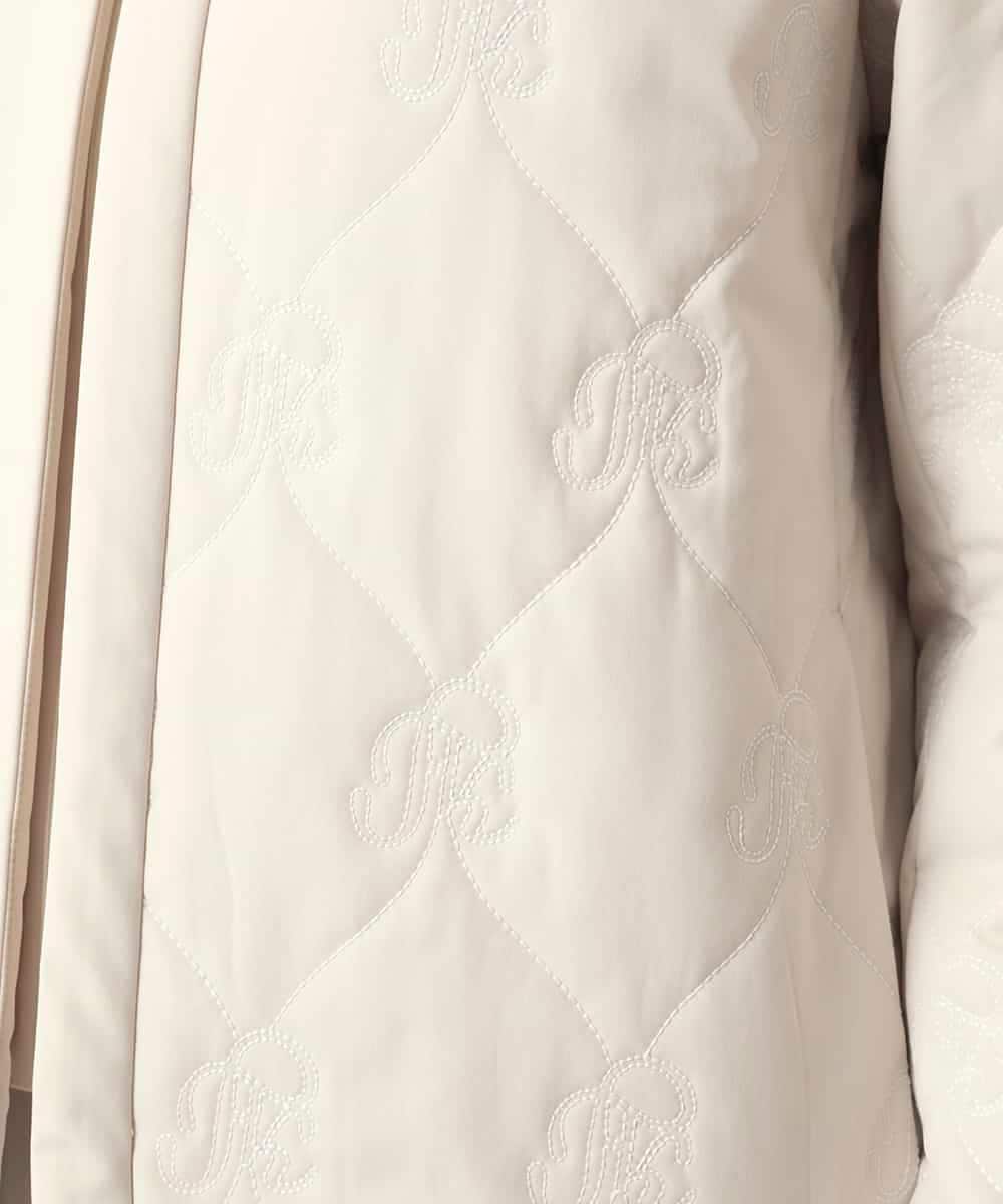 RHJED40890 HIROKO KOSHINO(ヒロココシノ) ロゴ刺繍キルティング中綿入りジャケット アイボリー