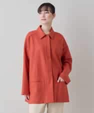 RHJED51690 HIROKO KOSHINO(ヒロココシノ) ウールMIX切り替えデザインジャケット /日本製/洗える オレンジ