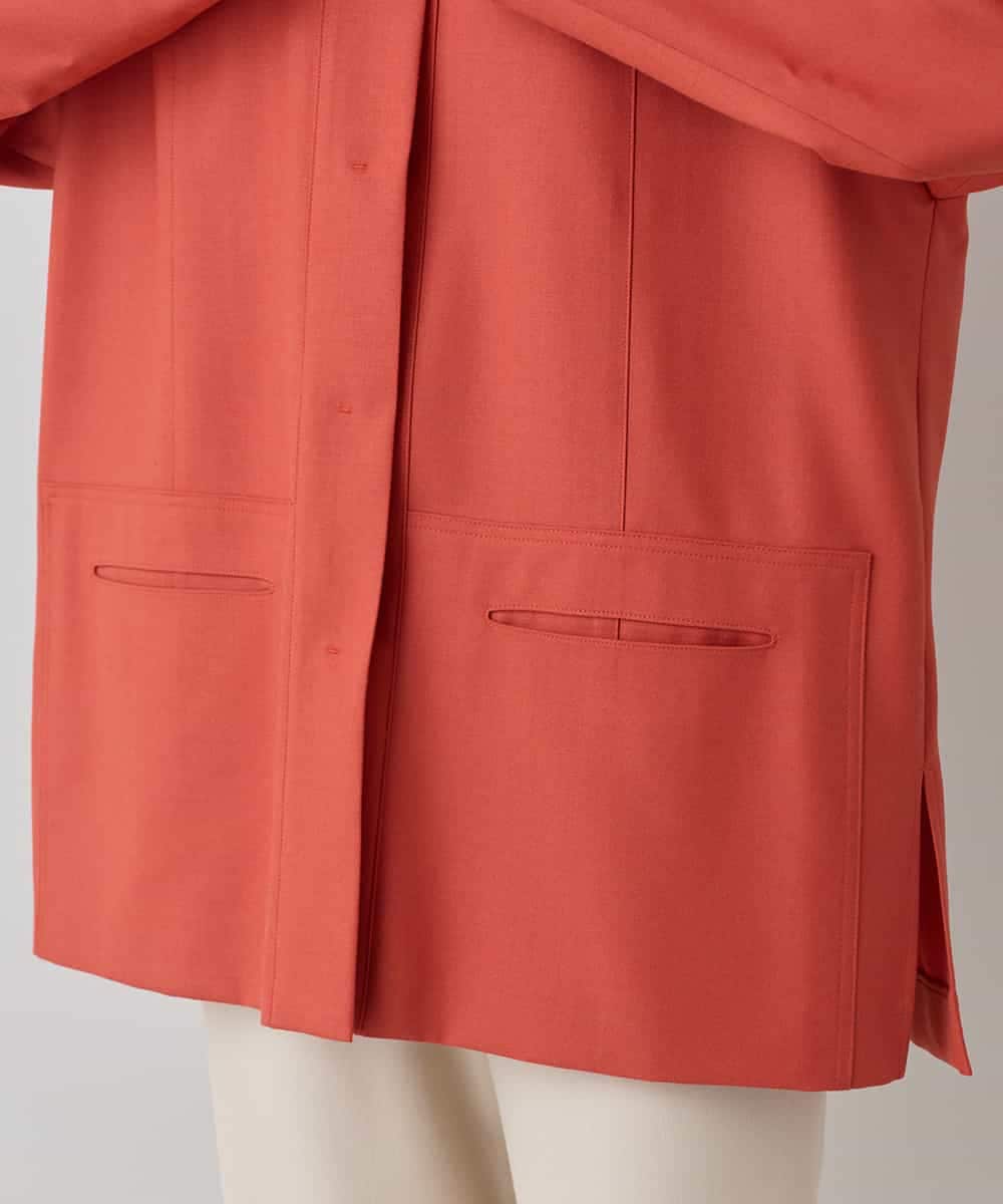 RHJED51690 HIROKO KOSHINO(ヒロココシノ) ウールMIX切り替えデザインジャケット /日本製/洗える オレンジ