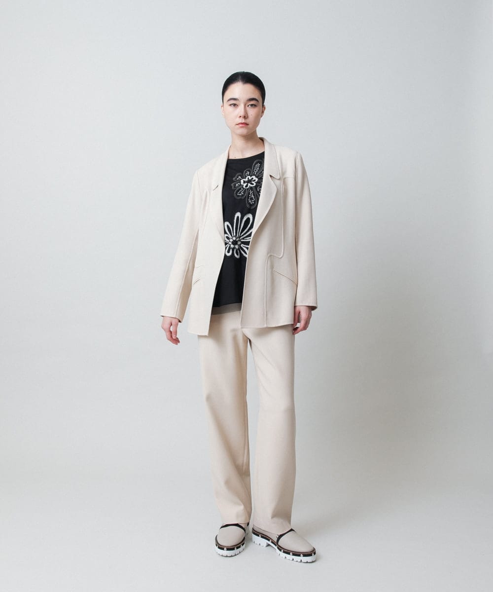 RHJED54690 HIROKO KOSHINO(ヒロココシノ) アートフルスイッチデザインジャケット ライトベージュ