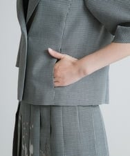 RHJES29660 HIROKO KOSHINO(ヒロココシノ) 【日本製】ハウンドトゥースショートジャケット グレー