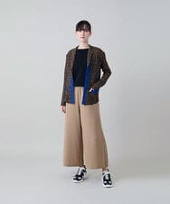 RHJFF05690 HIROKO KOSHINO(ヒロココシノ) プリーツ幾何学柄バイカラージャケット /洗える ベージュ
