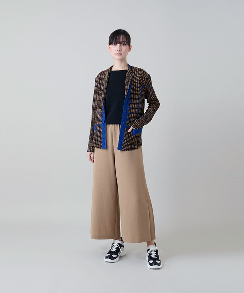 RHJFF05690 HIROKO KOSHINO(ヒロココシノ) プリーツ幾何学柄バイカラージャケット /洗える ベージュ