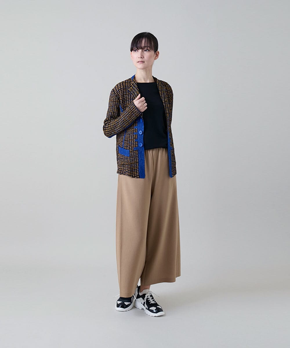 RHJFF05690 HIROKO KOSHINO(ヒロココシノ) プリーツ幾何学柄バイカラージャケット /洗える ベージュ