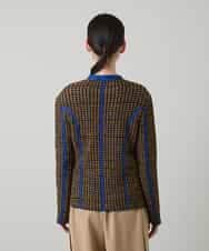 RHJFF05690 HIROKO KOSHINO(ヒロココシノ) プリーツ幾何学柄バイカラージャケット /洗える ベージュ