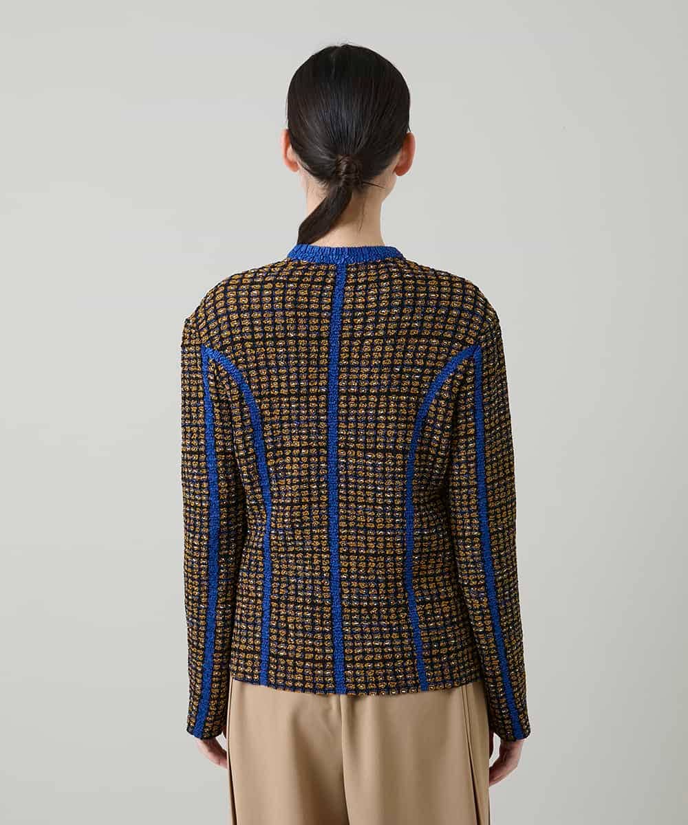 RHJFF05690 HIROKO KOSHINO(ヒロココシノ) プリーツ幾何学柄バイカラージャケット /洗える ベージュ