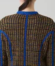 RHJFF05690 HIROKO KOSHINO(ヒロココシノ) プリーツ幾何学柄バイカラージャケット /洗える ベージュ