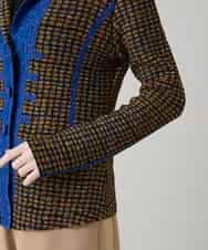 RHJFF05690 HIROKO KOSHINO(ヒロココシノ) プリーツ幾何学柄バイカラージャケット /洗える ベージュ