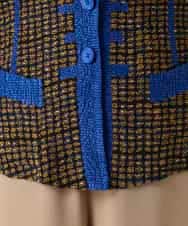 RHJFF05690 HIROKO KOSHINO(ヒロココシノ) プリーツ幾何学柄バイカラージャケット /洗える ベージュ