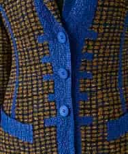 RHJFF05690 HIROKO KOSHINO(ヒロココシノ) プリーツ幾何学柄バイカラージャケット /洗える ベージュ