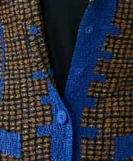 RHJFF05690 HIROKO KOSHINO(ヒロココシノ) プリーツ幾何学柄バイカラージャケット /洗える ベージュ