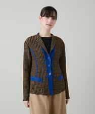 RHJFF05690 HIROKO KOSHINO(ヒロココシノ) プリーツ幾何学柄バイカラージャケット /洗える ベージュ