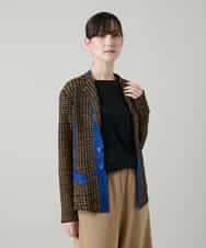 RHJFF05690 HIROKO KOSHINO(ヒロココシノ) プリーツ幾何学柄バイカラージャケット /洗える ベージュ