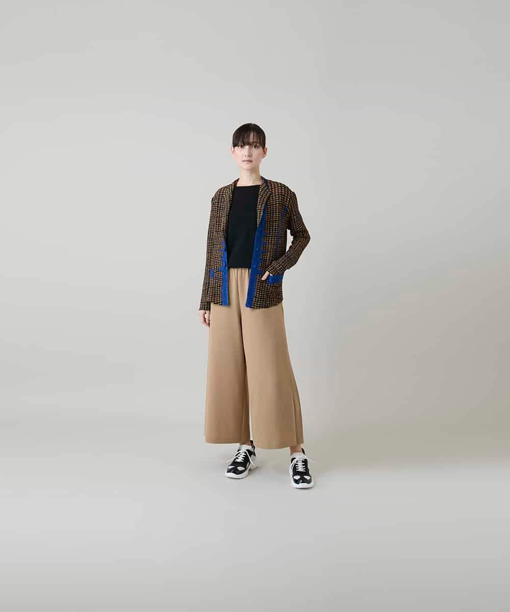 RHJFF05690 HIROKO KOSHINO(ヒロココシノ) プリーツ幾何学柄バイカラージャケット /洗える ベージュ