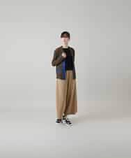 RHJFF05690 HIROKO KOSHINO(ヒロココシノ) プリーツ幾何学柄バイカラージャケット /洗える ベージュ