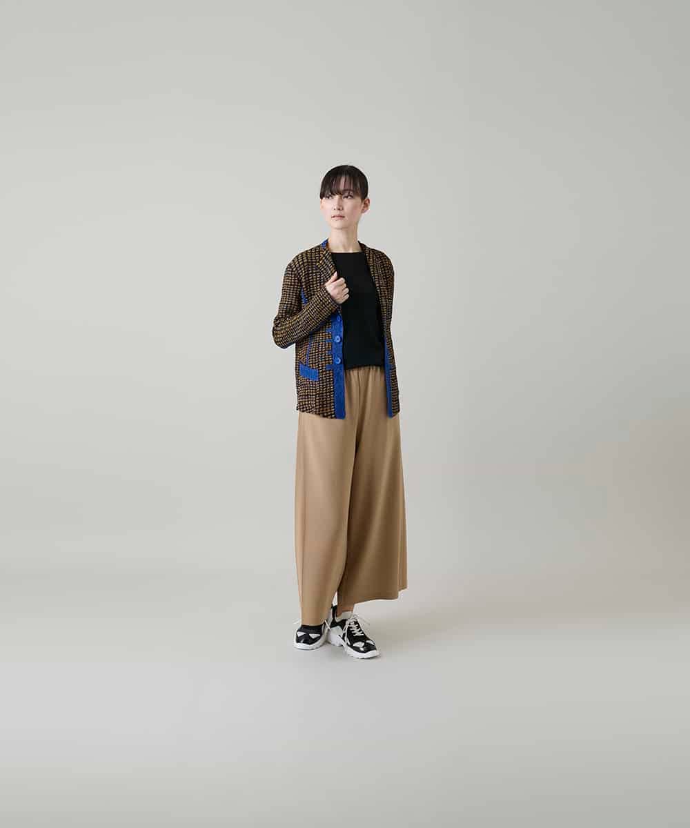 RHJFF05690 HIROKO KOSHINO(ヒロココシノ) プリーツ幾何学柄バイカラージャケット /洗える ベージュ