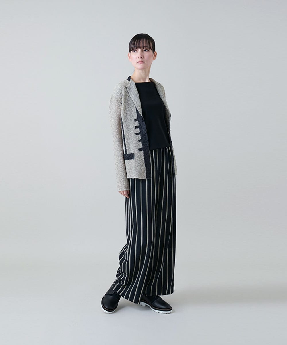 RHJFF06590 HIROKO KOSHINO(ヒロココシノ) プリーツバイカラージャケット /洗える ブルー