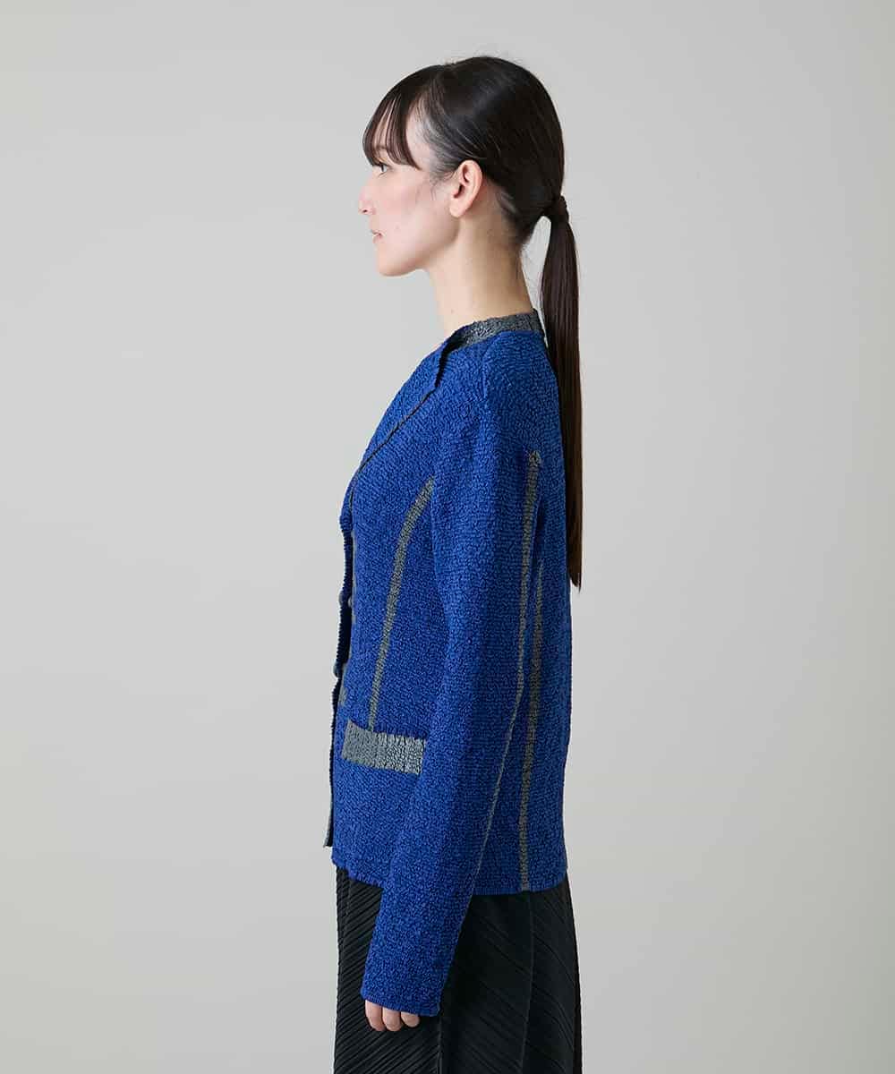 RHJFF06590 HIROKO KOSHINO(ヒロココシノ) プリーツバイカラージャケット /洗える ブルー